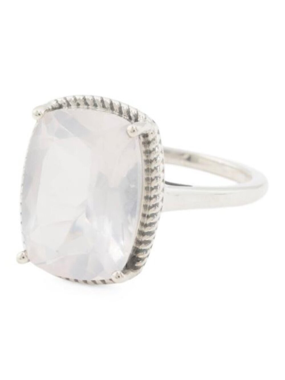 SHIVAM Made In India Sterling Silver Rose Quartz Ring